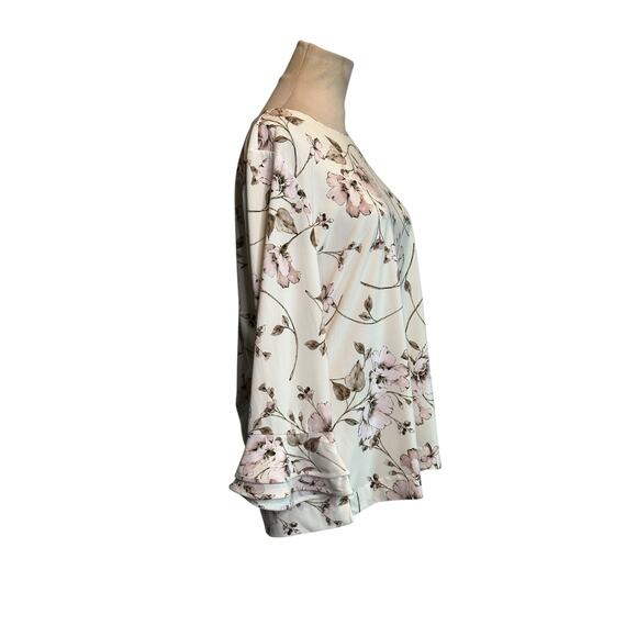 Karl Lagerfeld cream soft pink floral blouse size Medium - Picture 14 of 14
